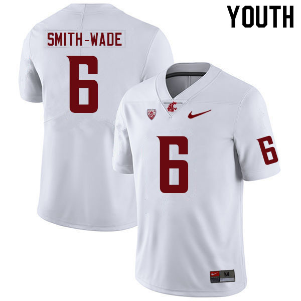 Youth #6 Chau Smith-Wade Washington State Cougars College Football Jerseys Sale-White - Click Image to Close